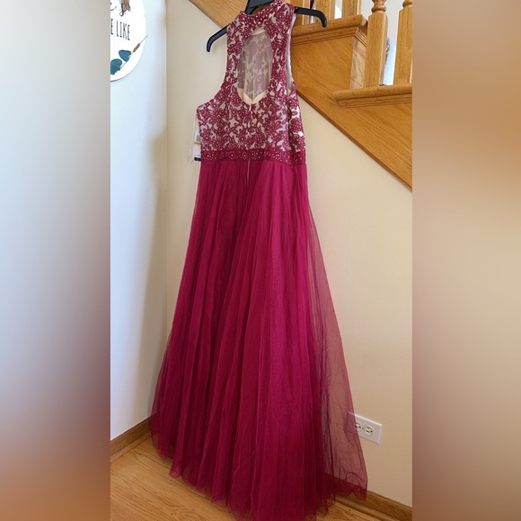 Women’s Formal Dress Plus Size 16W, 18W, 20W CITY STUDIO Sheer Red Fit & Flare - Picture 3 of 16